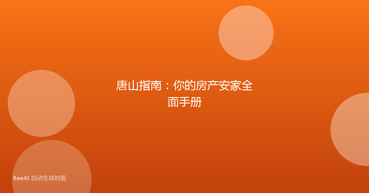 唐山指南：你的房产安家全面手册
